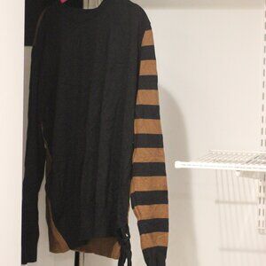 Black and Brown Striped Sweater With Side Tie Size 3X